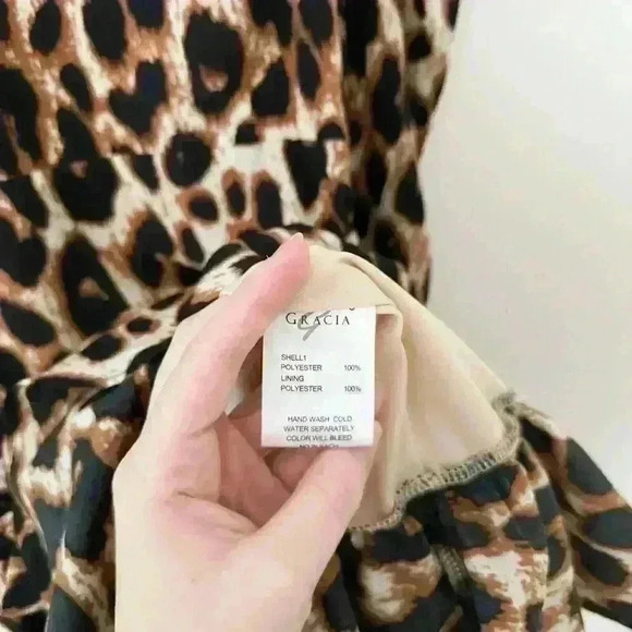 GRACIA Womens Leopard Animal Print Designer Dress MEDIUM Classic Classy Business - Picture 10 of 10